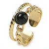 Natural Black Onyx Finger Rings RJEW-U027-06G-04-1