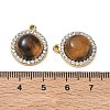 304 Stainless Steel & Natural Tiger Eye Pendants SA-CBA11D7-04G-3