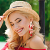 2 Pairs 2 Colors Polyester Tassel with Pompom Chandelier Earrings EJEW-AN0001-75-6