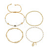 4Pcs Adjustable Plastic Imitation Pearl Beaded Braided Bracelet Sets CF9382-3-1