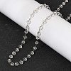 304 Stainless Steel with Glass Faceted Rondelle Bead Handmade Link Chain Birth Stone Necklaces for Women NJEW-G195-01G-12-3