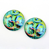 Yoga Theme Glass Cabochons X-GGLA-L011-25mm-21-1