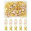 60Pcs 2 Style October Breast Cancer Pink Awareness Ribbon Alloy Pendants Sets TIBEP-FS0001-95-1