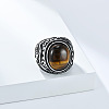 304 Stainless Steel with Natural Tiger Eye Finger Rings for Men FS-WG44E14-11-3