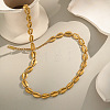Ocean 304 Stainless Steel Cowrie Shell Shape Link Chain Necklaces for Women NJEW-K310-01G-2