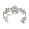 Stainless Steel Flower Open Cuff Bangles for Women BJEW-G719-13P-3