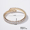 Elegant Brass Pave Clear Cubic Zirconia Rhombus Open Cuff Bracelet for Women KX4249-4-1