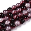Crackle Baking Paint Imitation Jade Glass Beads Strands DGLA-YW0001-17N-1
