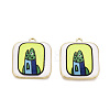 Printed Alloy Enamel Pendants ENAM-N072-01KCG-02-1