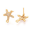 Brass Micro Pave Cubic Zirconia Stud Earring Findings KK-N263-24B-G-2