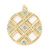 Rack Plating Brass Micro Pave Clear & Cyan Cubic Zirconia Pendants LS-KK-D073-14G-1