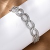 Brass Micro Pave Clear Cubic Zirconia Curb Chain Bracelets for Women BJEW-A034-04A-P-4