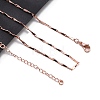 Brassl Twisted Bar Link Chain Necklaces for Men Women NJEW-G160-15RG-3