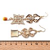 Alloy Crystal Rhinestone and Orange Enamel Spider Dangle Asymmetrical Earrings EJEW-P319-04G-3