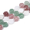 Natural Strawberry Quartz & Rainbow Moonstone & Green Aventurine Beads Strands G-T144-17A-02-4