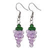 Grape Glass Dangle Earrings EJEW-JE06171-01-1