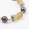 Natural Gemstone Link & Charm Bracelets BJEW-JB03674-3