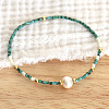 Natural Freshwater Pearl and Dyed Natural Howlite Rice Beaded Stretch Bracelets for Women PF0459-2-4
