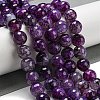 Faceted Natural Dragon Veins Agate Beads Strands G-F447-12mm-P09-2