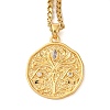 Brass Clear Cubic Zirconia Curb Chain Constellation Pendant Medal Necklaces for Women NJEW-U010-01G-07-1