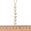 Brass Crystal Rhinestone 5 Flower Y Pendant 201 Stainless Steel Chain Necklaces for Women NJEW-C110-01G-5
