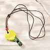 Adjustable Sunflower Porcelain Whistle Pendant Waxed Cord Necklaces for Women FB-CBA68CE-01B-1