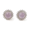 Natural Chalcedony Flower Stud Earrings G-S001-06P-B-2