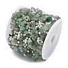 Handmade Natural Green Aventurine & ABS Imitation Beaded Chains CHS-F025-01G-2