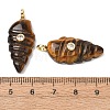 Natural Tiger Eye Carved Pendants G-H357-04G-03-2