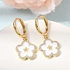Brass Micro Pave Clear Cubic Zirconia Enamel Dangle Hoop Earrings EJEW-G471-07G-02-1
