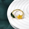 Christmas Brass Enamel Cuff Rings for Women RJEW-L336-04G-02-3