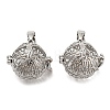 Rack Plating Brass Hollow Round Cage Pendants KK-P238-06P-1