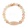 Natural Mixed Stone Round and Oval Beaded Stretch Bracelets BJEW-JB14485-5