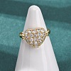 Brass Micro Pave Cubic Zirconia Cuff Open Rings RJEW-C153-02G-1