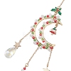 Christmas Theme Glass Beads & Brass Moon Hanging Ornaments HJEW-TA00261-4