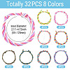 32Pcs 8 Styles Polyester & Spandex Cord Braided Bead Bracelets BJEW-TAC0066-4