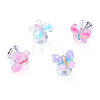 4Pcs 4 Colors Plastic Butterfly Shaped Toilet Tank Button AJEW-TA0003-57-3