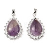 Natural Amethyst & Rhinestone Pendants G-K338-31P-12-1