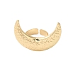 Textured Moon Alloy Open Cuff Rings RJEW-U006-03G-3