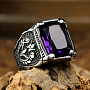 316L Stainless Steel & Cubic Zirconia Men's Vintage Carved Finger Rings FS-WG82D33-08-1