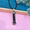 Zinc Alloy with Glass Hexagonal Bottle with Inner Natural Garnet Chips Pendant Black PU Leather Cord Necklaces ZW0534-3-1