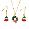 Christmas Alloy Enamel Pendant Necklaces & Dangle Earrings FS-WG15A06-05-1