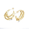 Brass Cube Beaded Crescent Moon Stud Earrings EJEW-P205-01G-1