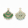 Brass Micro Pave Cubic Zirconia Pendants KK-S359-001B-RS-2