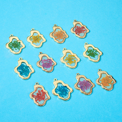 Craftdady 12Pcs 6 Colors Epoxy Resin Pendants RESI-CD0001-05-1