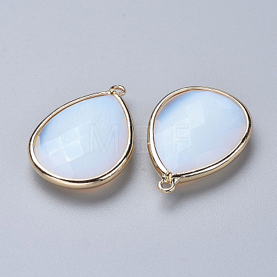 Faceted Opalite Pendants G-M356-C01-LG-1