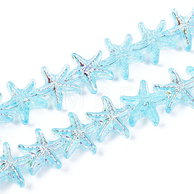 Baking Paint Electroplate Transparent Glass Beads Strands EGLA-N017-07-A02-1