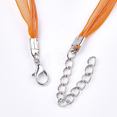 Waxed Cord and Organza Ribbon Necklace Making NCOR-T002-158-1