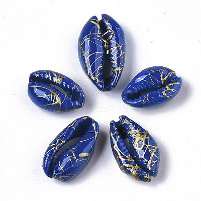 Spray Painted Natural Cowrie Shell Beads X-SSHEL-R047-03-A01-1