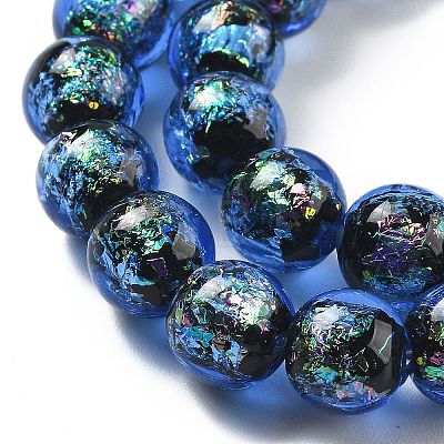 Handmade Foil Lampwork Beads Strands FOIL-K003-06B-19-1